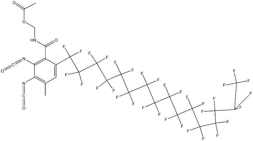 N-(Acetyloxymethyl)-2-(tritriacontafluorohexadecyl)-5,6-diisocyanato-4-methylbenzamide Struktur