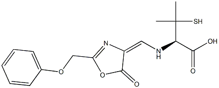 (R)-3-Mercapto-2-[[5-oxo-2-(phenoxymethyl)oxazol-4(5H)-ylidenemethyl]amino]-3-methylbutanoic acid Struktur