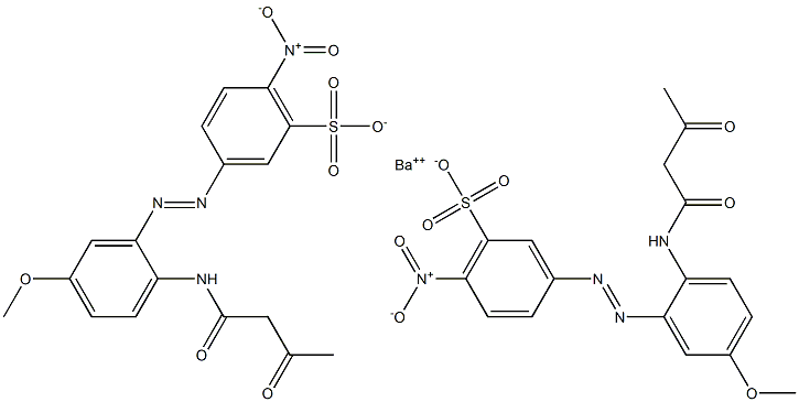 Bis[3-[2-(1,3-dioxobutylamino)-5-methoxyphenylazo]-6-nitrobenzenesulfonic acid]barium salt Struktur