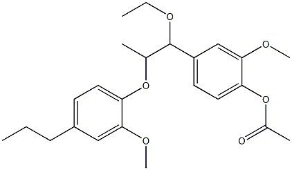 1-Ethoxy-2-methyl-1-(4-acetoxy-3-methoxyphenyl)-2-(4-propyl-2-methoxyphenoxy)ethane Struktur