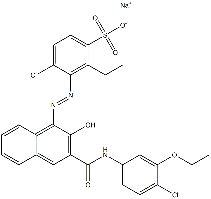 4-Chloro-2-ethyl-3-[[3-[[(4-chloro-3-ethoxyphenyl)amino]carbonyl]-2-hydroxy-1-naphtyl]azo]benzenesulfonic acid sodium salt Struktur