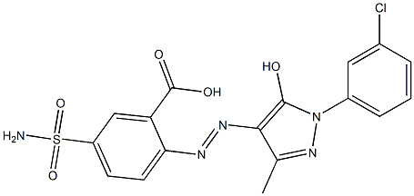 2-[1-(m-Chlorophenyl)-5-hydroxy-3-methyl-1H-pyrazol-4-ylazo]-5-sulfamoylbenzoic acid Struktur