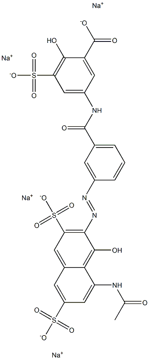 5-[[3-[[8-(Acetylamino)-1-hydroxy-3,6-disulfo-2-naphtyl]azo]phenyl]carbonylamino]-2-hydroxy-3-sulfobenzoic acid tetrasodium salt Struktur