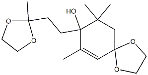 8-Hydroxy-7,9,9-trimethyl-8-[2-(2-methyl-1,3-dioxolan-2-yl)ethyl]-1,4-dioxaspiro[4.5]decan-6-ene Struktur