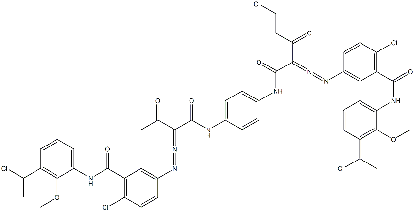 3,3'-[2-(Chloromethyl)-1,4-phenylenebis[iminocarbonyl(acetylmethylene)azo]]bis[N-[3-(1-chloroethyl)-2-methoxyphenyl]-6-chlorobenzamide] Struktur