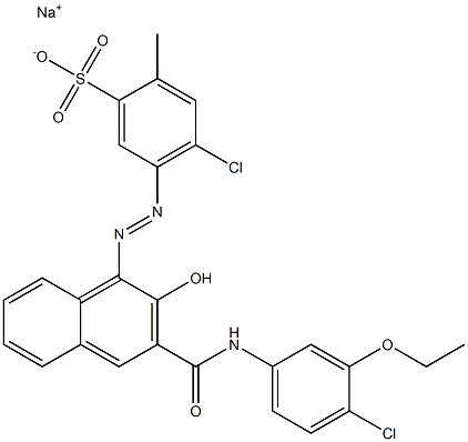 4-Chloro-2-methyl-5-[[3-[[(4-chloro-3-ethoxyphenyl)amino]carbonyl]-2-hydroxy-1-naphtyl]azo]benzenesulfonic acid sodium salt Struktur