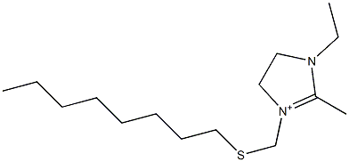 1-Ethyl-2-methyl-3-[(octylthio)methyl]-4,5-dihydro-1H-imidazol-3-ium Struktur