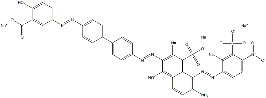 5-[[4'-[[6-Amino-1-hydroxy-5-[(4-nitro-2-sodiosulfophenyl)azo]-3-sodiosulfo-2-naphthalenyl]azo]-1,1'-biphenyl-4-yl]azo]-2-hydroxybenzoic acid sodium salt Struktur