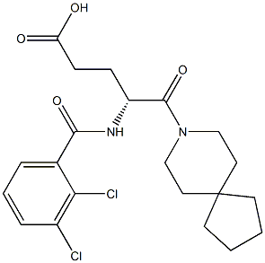 (R)-4-(2,3-Dichlorobenzoylamino)-5-oxo-5-(8-azaspiro[4.5]decan-8-yl)valeric acid Struktur