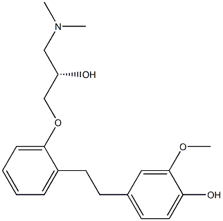 (2S)-3-(Dimethylamino)-1-[2-(4-hydroxy-3-methoxyphenethyl)phenoxy]-2-propanol Struktur