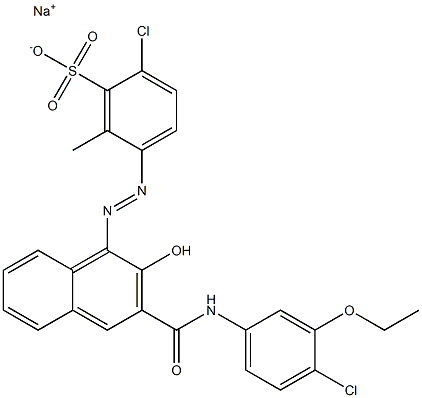 2-Chloro-6-methyl-5-[[3-[[(4-chloro-3-ethoxyphenyl)amino]carbonyl]-2-hydroxy-1-naphtyl]azo]benzenesulfonic acid sodium salt Struktur