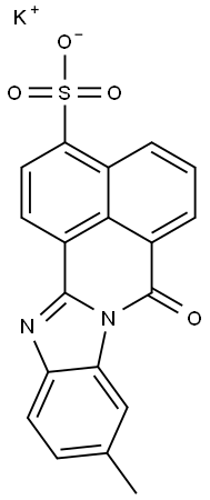 10-Methyl-7-oxo-7H-benzimidazo[2,1-a]benz[de]isoquinoline-3-sulfonic acid potassium salt Struktur