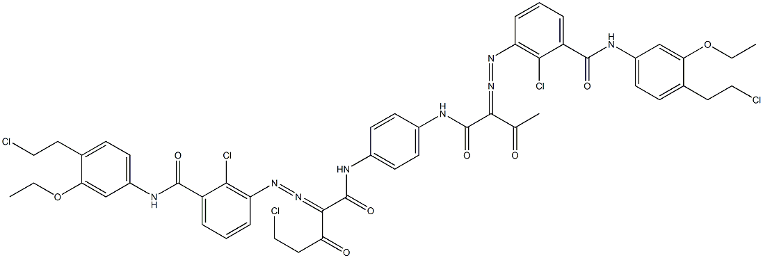 3,3'-[2-(Chloromethyl)-1,4-phenylenebis[iminocarbonyl(acetylmethylene)azo]]bis[N-[4-(2-chloroethyl)-3-ethoxyphenyl]-2-chlorobenzamide] Struktur