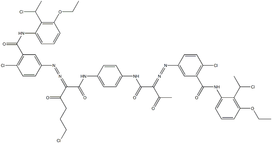 3,3'-[2-(2-Chloroethyl)-1,4-phenylenebis[iminocarbonyl(acetylmethylene)azo]]bis[N-[2-(1-chloroethyl)-3-ethoxyphenyl]-6-chlorobenzamide] Struktur