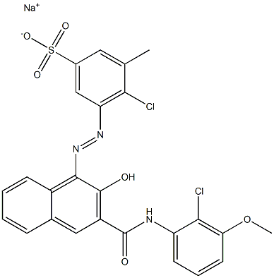 4-Chloro-3-methyl-5-[[3-[[(2-chloro-3-methoxyphenyl)amino]carbonyl]-2-hydroxy-1-naphtyl]azo]benzenesulfonic acid sodium salt Struktur