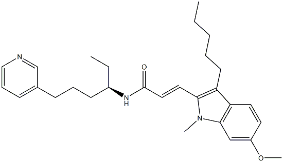 (E)-3-(6-Methoxy-3-pentyl-1-methyl-1H-indol-2-yl)-N-[(R)-1-ethyl-4-(3-pyridinyl)butyl]acrylamide Struktur