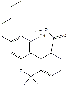 8,9,10,10a-Tetrahydro-1-hydroxy-3-pentyl-6,6-dimethyl-6H-dibenzo[b,d]pyran-10-carboxylic acid methyl ester Struktur