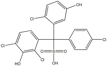 (4-Chlorophenyl)(2-chloro-5-hydroxyphenyl)(2,4-dichloro-3-hydroxyphenyl)methanesulfonic acid Struktur