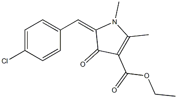 1,2-Dimethyl-4-oxo-5-(4-chlorobenzylidene)-2-pyrroline-3-carboxylic acid ethyl ester Struktur