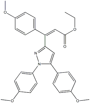 (Z)-3-(4-Methoxyphenyl)-3-[[1-(4-methoxyphenyl)-5-(4-methoxyphenyl)-1H-pyrazol]-3-yl]propenoic acid ethyl ester Struktur