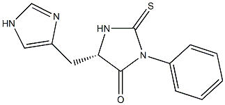 (5S)-5-(1H-Imidazol-4-ylmethyl)-3-phenyl-2-thioxoimidazolidin-4-one Struktur