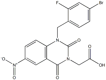 1-(4-Bromo-2-fluorobenzyl)-1,2,3,4-tetrahydro-6-nitro-2,4-dioxoquinazoline-3-acetic acid Struktur