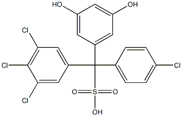 (4-Chlorophenyl)(3,4,5-trichlorophenyl)(3,5-dihydroxyphenyl)methanesulfonic acid Struktur