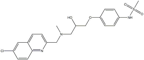 N-[4-[2-Hydroxy-3-[N-(6-chloro-2-quinolinylmethyl)methylamino]propyloxy]phenyl]methanesulfonamide Struktur