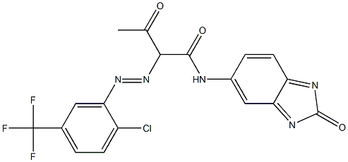 5-[2-(2-Chloro-5-trifluoromethylphenylazo)acetoacetylamino]-2H-benzimidazol-2-one Struktur