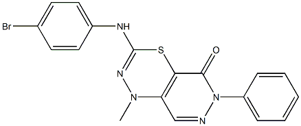 3-(4-Bromophenylamino)-1-methyl-6-phenyl-1H-pyridazino[4,5-e][1,3,4]thiadiazin-5(6H)-one Struktur