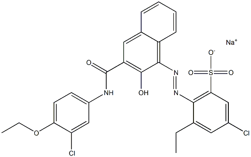 3-Chloro-5-ethyl-6-[[3-[[(3-chloro-4-ethoxyphenyl)amino]carbonyl]-2-hydroxy-1-naphtyl]azo]benzenesulfonic acid sodium salt Struktur