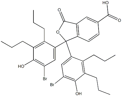 1,1-Bis(5-bromo-4-hydroxy-2,3-dipropylphenyl)-1,3-dihydro-3-oxoisobenzofuran-5-carboxylic acid Struktur