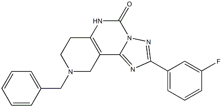 8-Benzyl-6,7,8,9-tetrahydro-2-(3-fluorophenyl)-1,3,3a,5,8-pentaaza-3aH-benz[e]inden-4(5H)-one Struktur