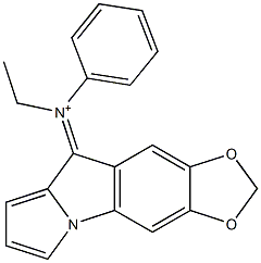 6,7-(Methylenebisoxy)-N-ethyl-N-phenyl-9H-pyrrolo[1,2-a]indol-9-iminium Struktur