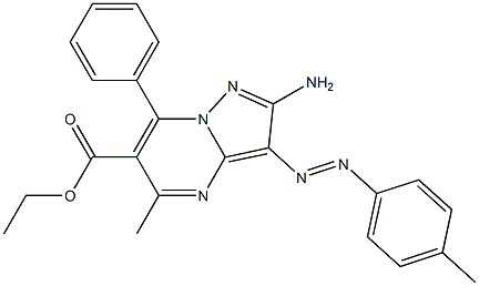 2-Amino-3-(4-methylphenylazo)-5-methyl-7-phenylpyrazolo[1,5-a]pyrimidine-6-carboxylic acid ethyl ester Struktur