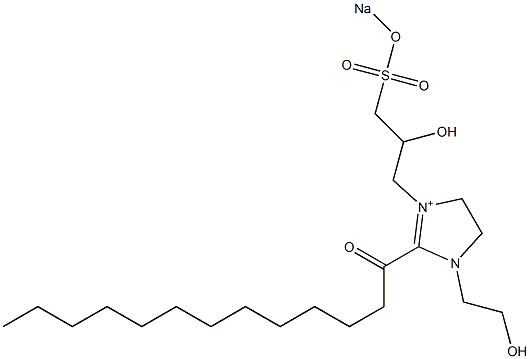 1-(2-Hydroxyethyl)-3-[2-hydroxy-3-(sodiooxysulfonyl)propyl]-2-tridecanoyl-2-imidazoline-3-ium Struktur