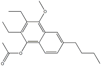 1-Acetoxy-2-ethyl-3-ethyl-4-methoxy-6-butylnaphthalene Struktur