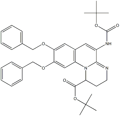 5-(tert-Butoxycarbonyl)amino-2,3-dihydro-8,9-bis(benzyloxy)-1H-pyrimido[1,2-a]quinoline-1-carboxylic acid tert-butyl ester Struktur