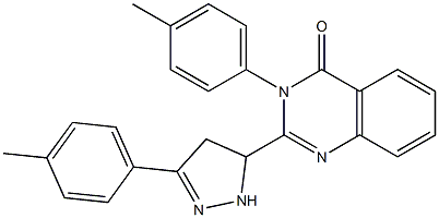 3-(4-Methylphenyl)-2-[[3-(4-methylphenyl)-4,5-dihydro-1H-pyrazol]-5-yl]quinazolin-4(3H)-one Struktur