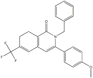 7,8-Dihydro-6-(trifluoromethyl)-2-benzyl-3-(4-methoxyphenyl)isoquinolin-1(2H)-one Struktur