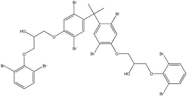 2,2-Bis[2,5-dibromo-4-[2-hydroxy-3-(2,6-dibromophenoxy)propyloxy]phenyl]propane Struktur