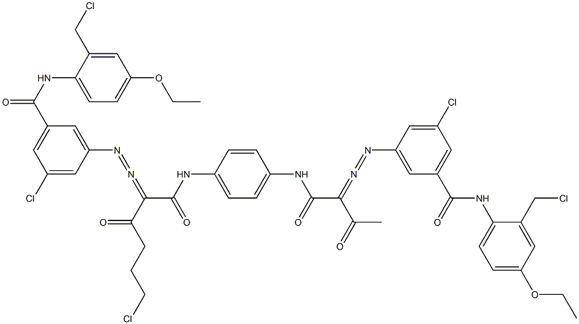 3,3'-[2-(2-Chloroethyl)-1,4-phenylenebis[iminocarbonyl(acetylmethylene)azo]]bis[N-[2-(chloromethyl)-4-ethoxyphenyl]-5-chlorobenzamide] Struktur