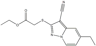 [(5-Ethyl-3-cyanopyrazolo[1,5-a]pyridin-2-yl)thio]acetic acid ethyl ester Struktur