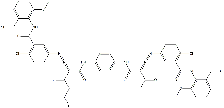 3,3'-[2-(Chloromethyl)-1,4-phenylenebis[iminocarbonyl(acetylmethylene)azo]]bis[N-[2-(chloromethyl)-6-methoxyphenyl]-6-chlorobenzamide] Struktur