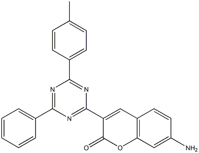 7-Amino-3-[4-phenyl-6-(p-tolyl)-1,3,5-triazin-2-yl]coumarin Struktur