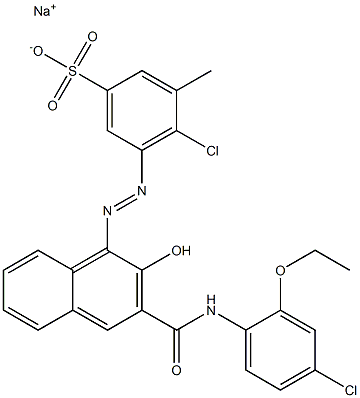 4-Chloro-3-methyl-5-[[3-[[(4-chloro-2-ethoxyphenyl)amino]carbonyl]-2-hydroxy-1-naphtyl]azo]benzenesulfonic acid sodium salt Struktur