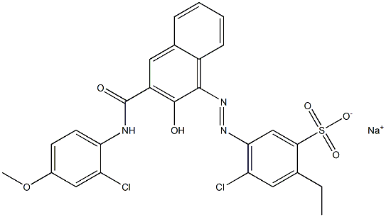 4-Chloro-2-ethyl-5-[[3-[[(2-chloro-4-methoxyphenyl)amino]carbonyl]-2-hydroxy-1-naphtyl]azo]benzenesulfonic acid sodium salt Struktur