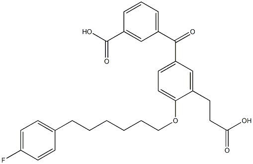 5-(3-Carboxybenzoyl)-2-[6-(4-fluorophenyl)hexyloxy]benzenepropanoic acid Struktur