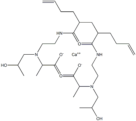 Bis[2-[N-(2-hydroxypropyl)-N-[2-(7-octenoylamino)ethyl]amino]propionic acid]calcium salt Struktur