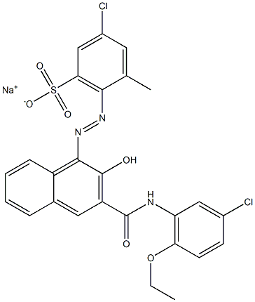 3-Chloro-5-methyl-6-[[3-[[(3-chloro-6-ethoxyphenyl)amino]carbonyl]-2-hydroxy-1-naphtyl]azo]benzenesulfonic acid sodium salt Struktur